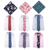 Floral Ties for Men Flower Print Slim Cotton Tie Skinny Necktie Pocket Square Set for Parties