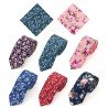 Floral Ties for Men Flower Print Slim Cotton Tie Skinny Necktie Pocket Square Set for Parties