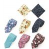 Floral Ties for Men Flower Print Slim Cotton Tie Skinny Necktie Pocket Square Set for Parties