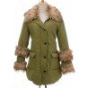 Casual Women Hooded Long Outwear Fur Collar Long Sleeve Jacket Coats