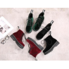 Vintage boots velvet straps ankle boots female tendon thick Martin boots