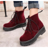 Vintage boots velvet straps ankle boots female tendon thick Martin boots