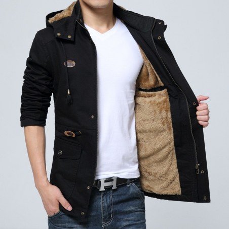 Autumn and winter new men's plus velvet trench coat
