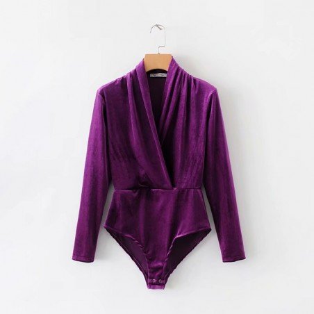 Retro cross V-neck velvet one-piece women