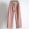 Student corduroy wide leg elastic waist straight pants
