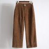 Student corduroy wide leg elastic waist straight pants