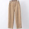 Student corduroy wide leg elastic waist straight pants