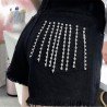 Rhinestone pocket black hole burr wild denim shorts hot pants