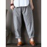 Women Stripe Elastic Waist Casual Loose Harem Pants