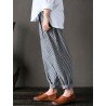 Women Stripe Elastic Waist Casual Loose Harem Pants