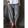 Women Stripe Elastic Waist Casual Loose Harem Pants