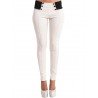 Women Slim Stretchy Button Patchwork Casual Pencil Trousers