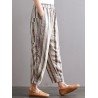 S-5XL Vintage Women Stripe Elastic Waist Radish Pants