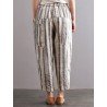 S-5XL Vintage Women Stripe Elastic Waist Radish Pants