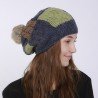 Women Patch Pleated Acrylic Cap Stuffed Hand-woven Knit Thick Folds Warm Outdoor Wool Cute Hair Ball Hat
