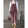 Corduroy Sleeveless Loose Button Causal Side Pocket Jumpsuit For Women