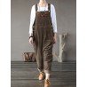 Corduroy Sleeveless Loose Button Causal Side Pocket Jumpsuit For Women