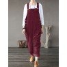 Corduroy Sleeveless Loose Button Causal Side Pocket Jumpsuit For Women