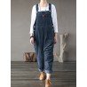 Corduroy Sleeveless Loose Button Causal Side Pocket Jumpsuit For Women