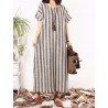 Vertical Striped Dress O-neck Short Sleeves Dresses
