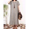 Vertical Striped Dress O-neck Short Sleeves Dresses