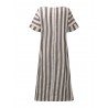 Vertical Striped Dress O-neck Short Sleeves Dresses