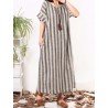 Vertical Striped Dress O-neck Short Sleeves Dresses