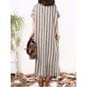 Vertical Striped Dress O-neck Short Sleeves Dresses