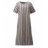 Vertical Striped Dress O-neck Short Sleeves Dresses