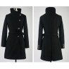 Belted woolen coat with slim collar