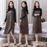 Lattice fashion trend stitching temperament medium-length loose spring dress 2021
