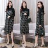Lattice fashion trend stitching temperament medium-length loose spring dress 2021