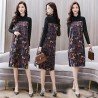 Lattice fashion trend stitching temperament medium-length loose spring dress 2021