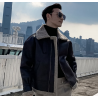South Korean Jacket Black deerskin cashmere lamb hair short locomotive coat men''s autumn and winter thickening