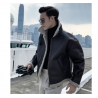 South Korean Jacket Black deerskin cashmere lamb hair short locomotive coat men''s autumn and winter thickening