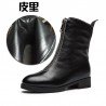2021 new autumn and winter boots leather boots Martin front zipper in winter with thick velvet ladies boots tube