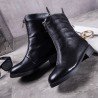 2021 new autumn and winter boots leather boots Martin front zipper in winter with thick velvet ladies boots tube