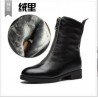 2021 new autumn and winter boots leather boots Martin front zipper in winter with thick velvet ladies boots tube