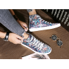 Men's autumn and winter trend shoes men's pull back printed casual shoes street hip hop high-top soft canvas shoes