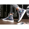 Men's autumn and winter trend shoes men's pull back printed casual shoes street hip hop high-top soft canvas shoes