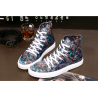 Men's autumn and winter trend shoes men's pull back printed casual shoes street hip hop high-top soft canvas shoes