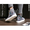 Men's autumn and winter trend shoes men's pull back printed casual shoes street hip hop high-top soft canvas shoes