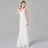 Sexy Long Dress Sleeveless V-neck Embroidered Sequin Slim Mermaid Dress
