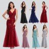 Sexy Long Dress Sleeveless V-neck Embroidered Sequin Slim Mermaid Dress