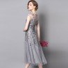 2021 summer new dress mesh embroidery solid color dress