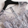 2021 summer new dress mesh embroidery solid color dress