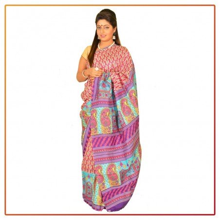 Murshidabad Silk Printed Saree 053
