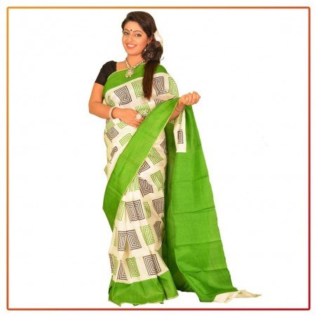 Murshidabad Silk Printed Saree 070
