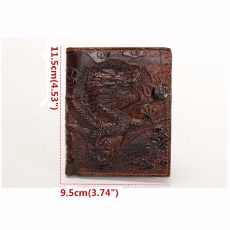 Men Genuine Leather Dragon Long Short Wallet Coin Money Card Holder Clutch Purse