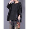 Women Vintage Long Sleeve Crewneck Plaid Loose Blouse